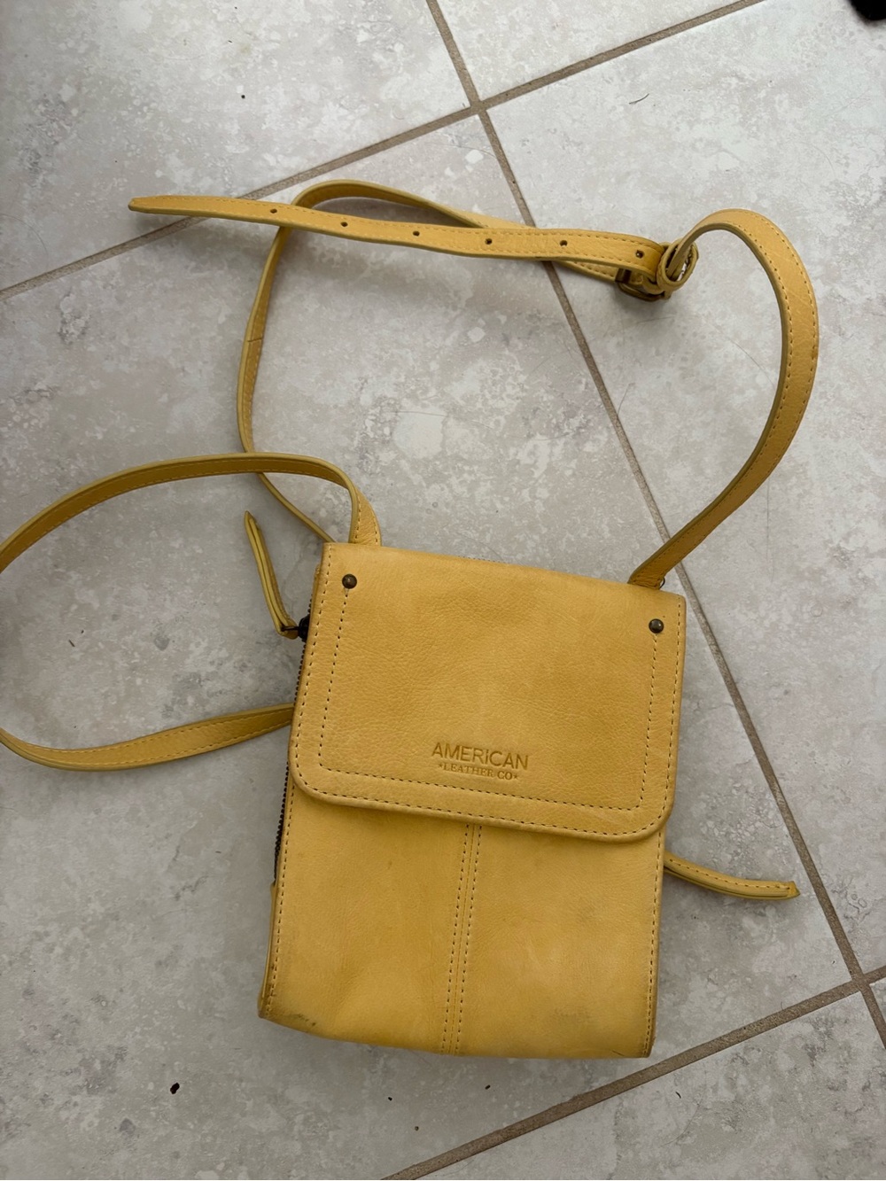 American Leather company’Yellow Crossbody Phone Bag